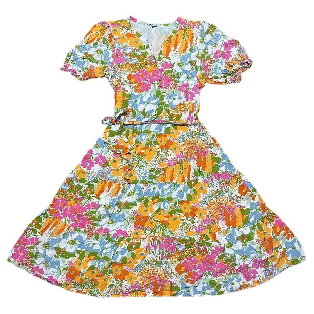 Rails Eliana Day Garden Midi Dress Floral Print Womens L Colorful Spring Brunch